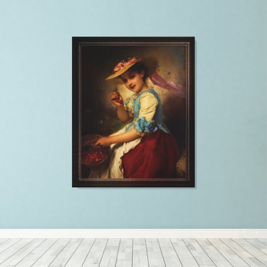Het Cherry Girl van Adolphe Piot Canvas Afdruk (Insitu (Houten vloer))