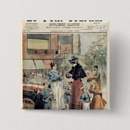 Het Cherry-seizoen Vierkante Button 5,1 Cm (Voorkant)