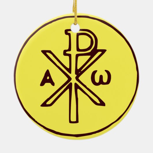 Het Chi-Rho Christogram symbool Keramisch Ornament (Achterkant)