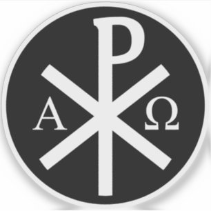 Het Chi-Rho Cross - v2 (wit op zwart) Sticker
