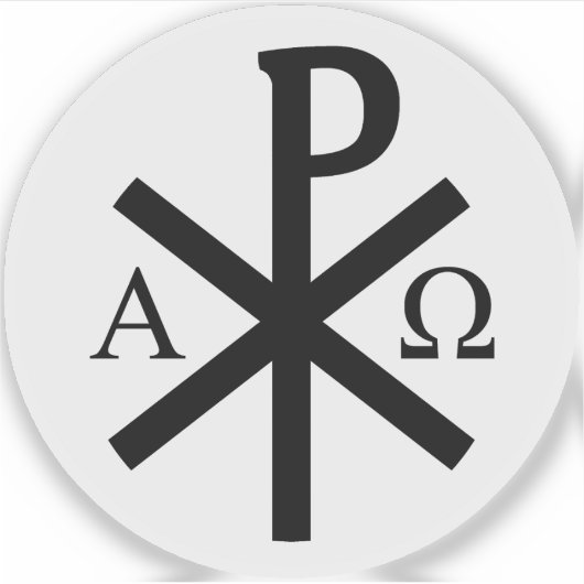 Het Chi-Rho Cross - v2 (zwart op wit) Sticker (Voorkant)