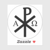 Het Chi-Rho Cross - v2 (zwart op wit) Sticker (Vel)