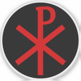 Het Chi-Rho kruis (rood op zwart) Sticker
