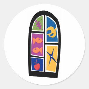 Het Christelijke Venster van het Glas in lood van Ronde Sticker