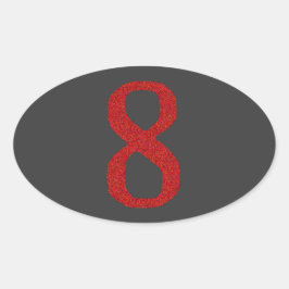 HET CIJFER 8 IN ROOD OVALE STICKER