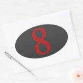 HET CIJFER 8 IN ROOD OVALE STICKER (Envelop)
