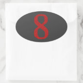 HET CIJFER 8 IN ROOD OVALE STICKER (Tas)