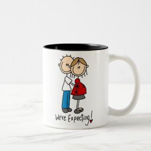 Het cijfer van de kruk wij verwachten tweekleurige koffiemok