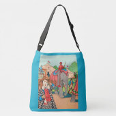 Het circus komt naar de stadskrant crossbody tas (Achterkant)