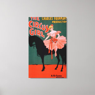 Het circusmeisje - Vrouw op paardentheatrisch Canvas Afdruk