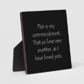 Het Citaat John 15 12 van de Manuscript Fotoplaat (Voorkant)