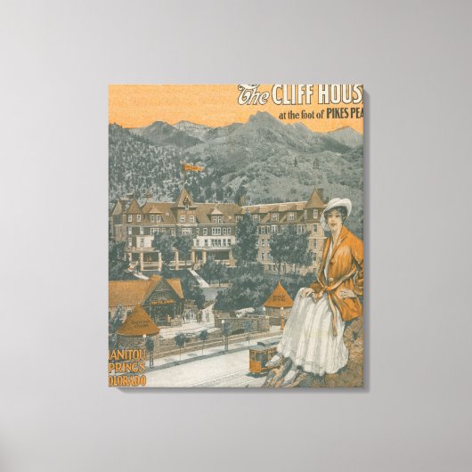 Het Cliff House & Pikes Peak Canvas Afdruk (Voorkant)