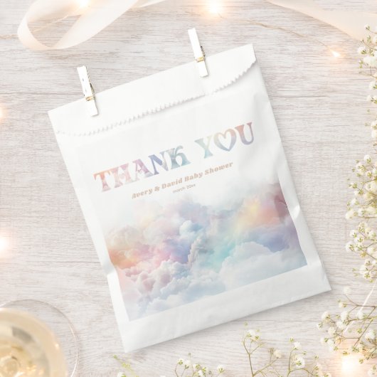 Het Cloud Nine Rainbow Fluffy Cloud Baby shower Bedankzakje (Geknipt)