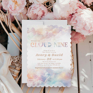 Het Cloud Nine Rainbow Fluffy Cloud Baby shower Kaart