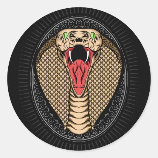 Het Cobra-hoofd Ronde Sticker (Voorkant)