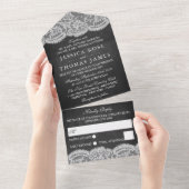 Het Collectie Chalkboard en Lace Wedding All In One Uitnodiging (Afscheurbaar)