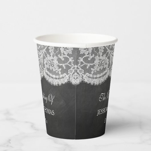 Het Collectie Chalkboard en Lace Wedding Papieren Bekers (Rechts)