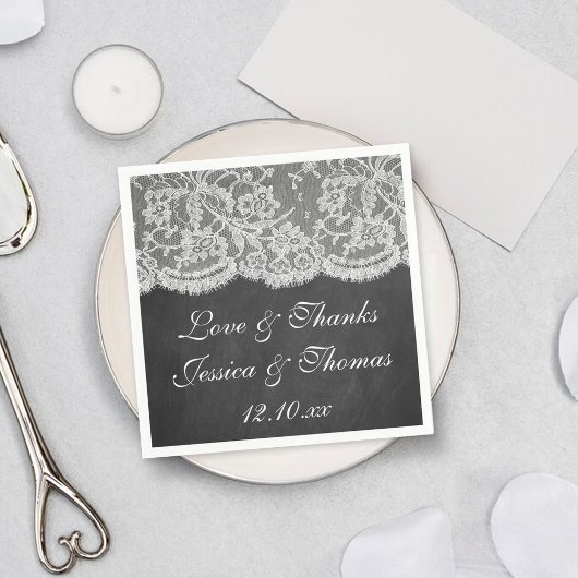 Het Collectie Chalkboard en Lace Wedding Servetten