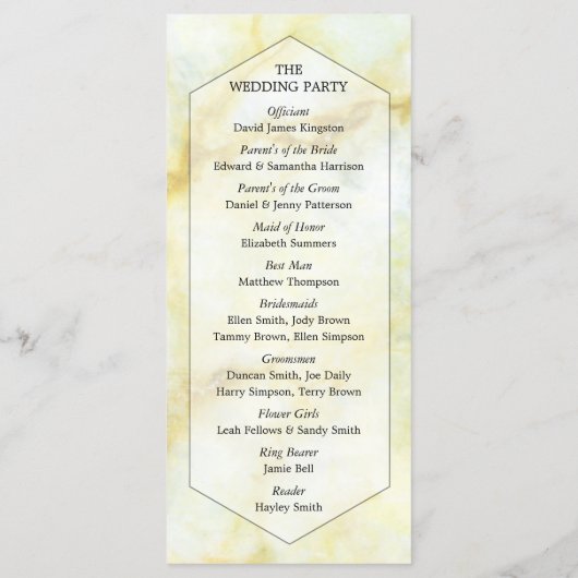 Het Collectie Elegant Marble Effect Wedding Programma (Achterkant)