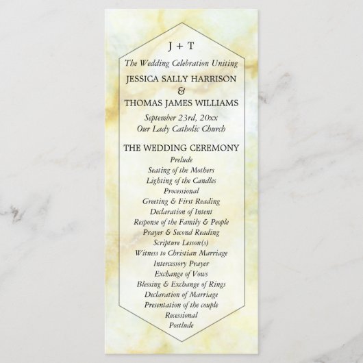 Het Collectie Elegant Marble Effect Wedding Programma (Voorkant)