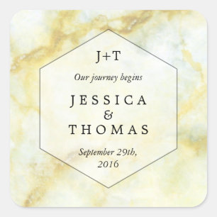 Het Collectie Elegant Marble Effect Wedding Vierkante Sticker