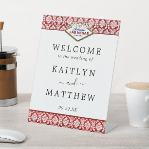 Het Collectie Glitter Damask Las Vegas Wedding Reclamebord Met Voetstuk