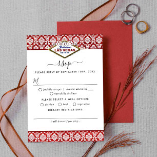 Het Collectie Glitter Damask Las Vegas Wedding RSVP Kaartje