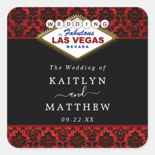 Het Collectie Glitter Damask Las Vegas Wedding Vierkante Sticker