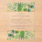 Het Collectie Greenery & Gold Wedding Acryl Uitnodigingen (Voorkant)