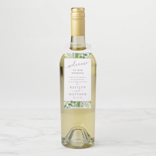 Het Collectie Greenery & Gold Wedding Flessenhanger (Op fles)