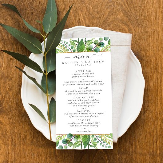 Het Collectie Greenery & Gold Wedding Menu