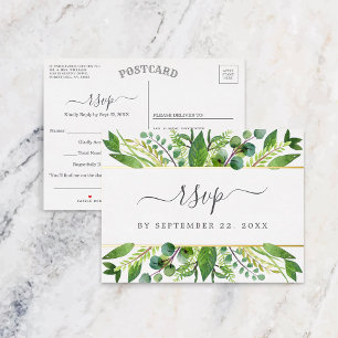 Het Collectie Greenery & Gold Wedding RSVP Real Folie Uitnodiging Briefkaart