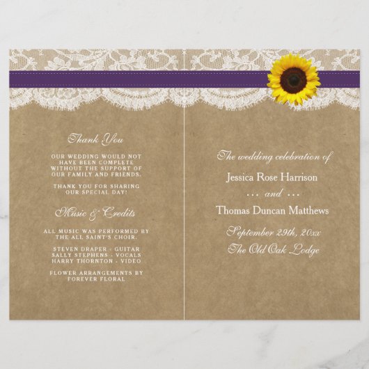 Het Collectie Kraft, Lace & Sunflower - Paars (Voorkant)