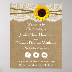 Het Collectie Kraft, Lace & Sunflower Wedding Poster