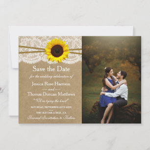Het Collectie Kraft, Lace & Sunflower Wedding Save The Date