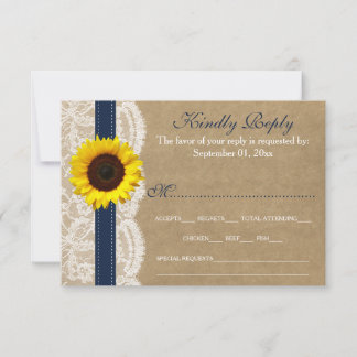 Het Collectie Kraft, Lace & Sunflower - Zeemacht RSVP Kaartje