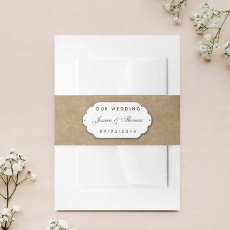 Het Collectie Kraft & Lace Wedding Uitnodigingen Wikkel
