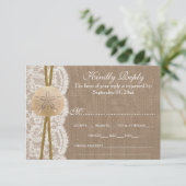Het Collectie RSVP van de Rustic Sand Dollar Weddi (Staand voorkant)