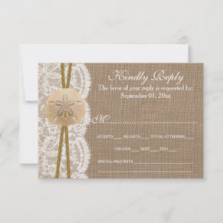 Het Collectie RSVP van de Rustic Sand Dollar Weddi Kaartje