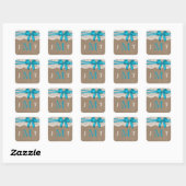 Het Collectie Rustic Blue Bow Wedding Seals Vierkante Sticker (Vel)