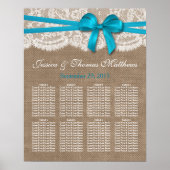 Het Collectie Rustic Blue Bow Wedding Seating Poster (Voorkant)