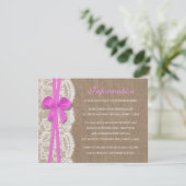 Het Collectie Rustic Pink Bow Wedding Informatiekaartje (Staand voorkant)
