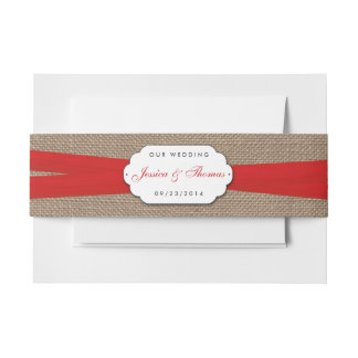 Het Collectie Rustic Red Bow Wedding Uitnodigingen Wikkel