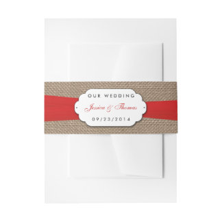 Het Collectie Rustic Red Bow Wedding Uitnodigingen Wikkel