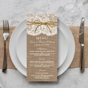 Het Collectie Rustic Twine Bow Wedding - Menu