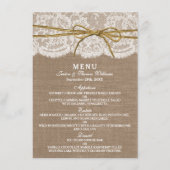 Het Collectie Rustic Twine Bow Wedding - Menu (Voorkant)