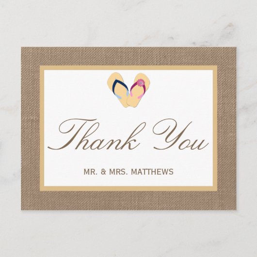 Het Collectie van de Beach Burlap Wedding van het  Briefkaart (Voorkant)