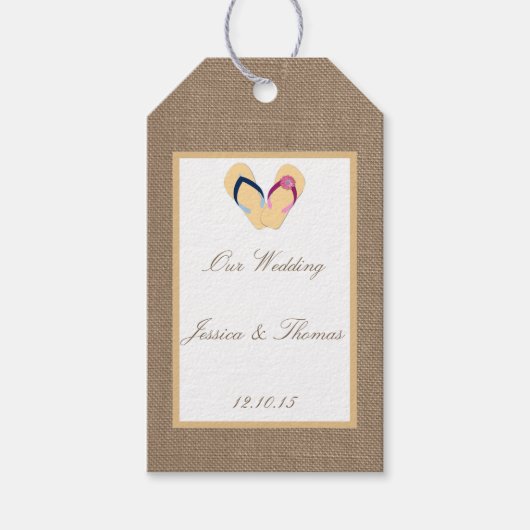 Het Collectie van de Beach Burlap Wedding van het  Cadeaulabel (Voorkant)