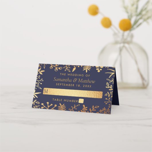 Het Collectie van de Elegant Navy & Gold Floral We (Voorkant)