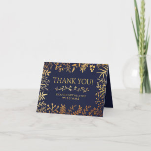 Het Collectie van de Elegant Navy & Gold Floral We Bedankkaart